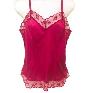 Y2K Womens Baby Doll Tank Top M Pink Lace Fairy Festival Romance Taryn Alexander